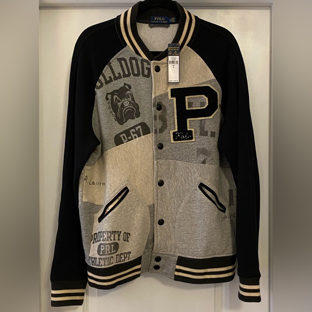 Polo Ralph Lauren Patchwork Bulldog Varsity Jacket L